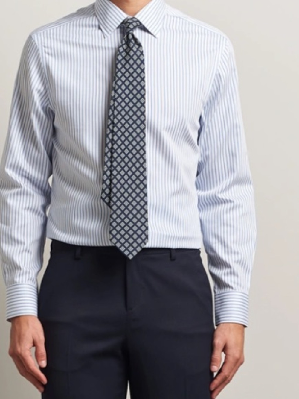 Charles Non-Iron Twill Stripe Classic fit shirt, Cornflower Blue, Size 17/6, NEW